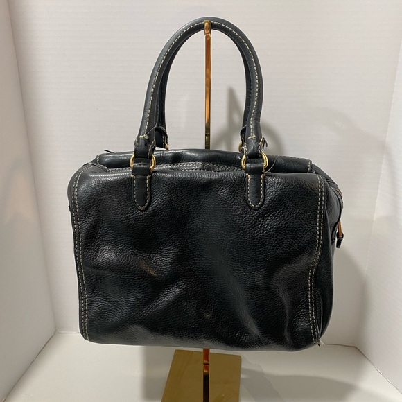 Lauren Ralph Lauren Black Leather Satchel Pocket Handbag - Picture 2 of 10